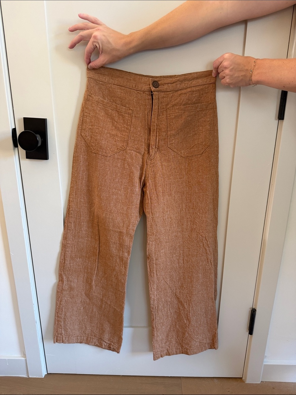 Women's Wide-Leg Linen-Blend Jeans in Brown
